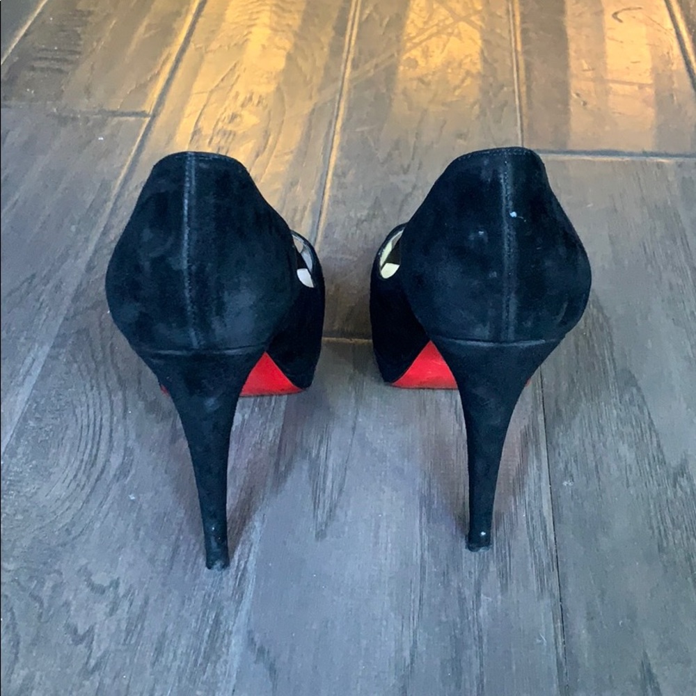 Louboutin Suede Peep Toe Pumps - Picture 6 of 13